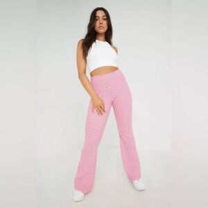 Garage pink checkered flare leg pants